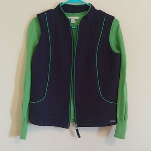 Banana Republic/NYL Quilted Vest and Green Sweater